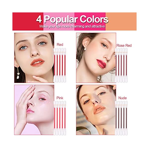 Tattoo Lipstick Cotton Swab, 20pcs Long-Lasting and Kiss-proof Cotton Swab Lip Glaze, Durable Waterproof Non-Stick…