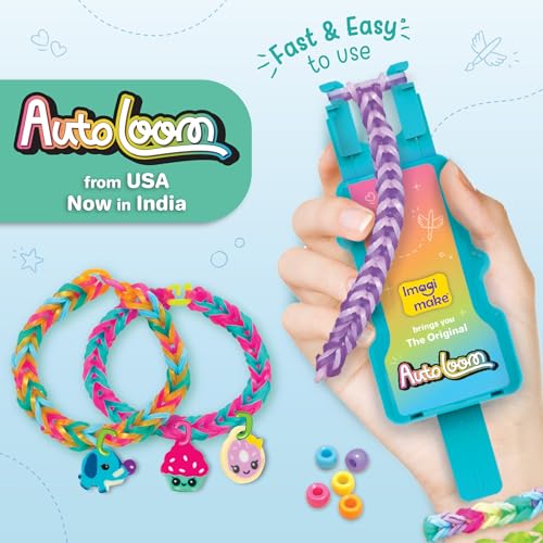 Image of Imagimake Rainbow Loom Bracelet Making Kit |825+ Bands, Charms & Beads with Auto Loom Tool | DIY Art & Craft Kit | Travel Toys | Creative Gift for Girls Age 7+