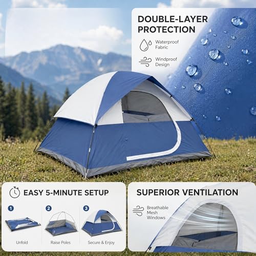 Carpa dome impermeable para camping familiar 4 personas miniatura 3