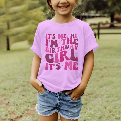Image of LOTUCY Birthday Girl Outfit for Kids Its Me Hi Im The Birthday Girl Shirt | Birthday Party TopsToddler Kid Girls Tie Dye T-Shirt B-Day Gifts
