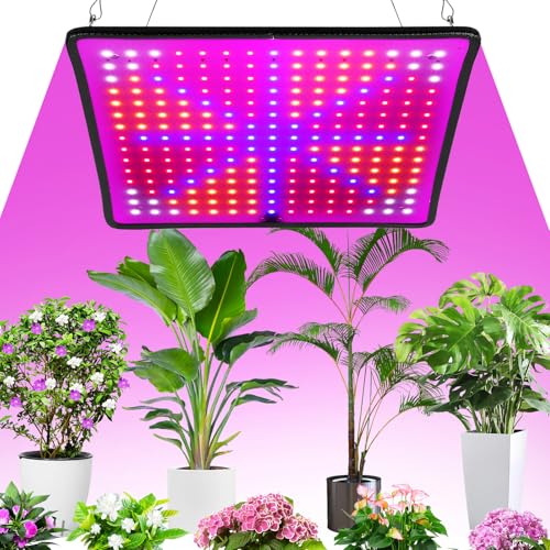 Lampe de culture LED à spectre complet, 225 LEDs, lampe de culture suspendue avec 4 crochets, lampe de croissance pour plantes, légumes, fleurs, 1000W, lumière LED pour plantes[Classe énergétique C]