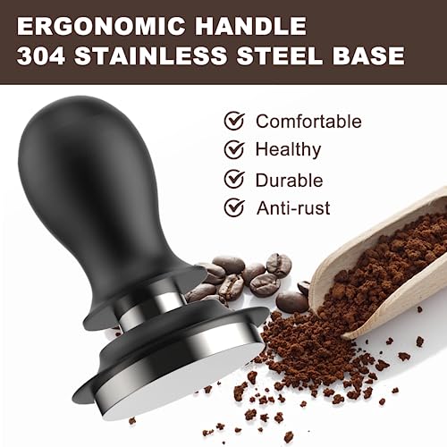 53Mm Coffee Tamper, Espresso Tamper 30Lb Horizontal Constant Compactor With Calibrated Spring Loaded, Stainless Steel Base #TOP3