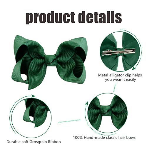 ZOCONE Hair Bows 16 PCS Clips for Girls Toddlers - School Accessory for Party Cheerleading, Holiday Gifts (Bottle Green) - Image 4