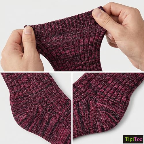 Image of Tipi Toe Women's 6 Pairs Winter Boot Socks - Soft Cotton Blend Warm Crew Socks Size 9-11
