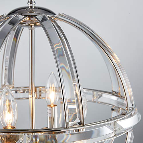 Bestier Chrome Modern Pendant Chandelier Crystal Lighting Ceiling Light Fixture Lamp For Dining Room Bathroom Bedroom Livingroom Entryway 4 E12 Bulbs Required D15.7 In X H17.9 In #TOP7