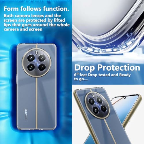 Image of Fashionury Crystal Clear Case for Realme 12 Pro Plus 5G | Yellowing Resistance | Transparent TPU Silicone | Raised Camera Lips | Slim Transparent Cover