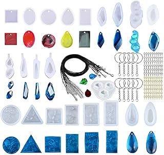 Woohome 43 PCS Clear Jewelry Silicone Molds Set Water Wave Casting Mold Set Included 22 PCS Jewelry Resin Casting Mold and 3 Style Accessories for Jewelry Craft Making DIY