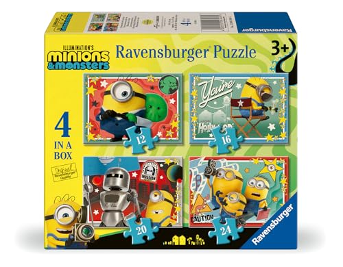 Ravensburger Puzzle Minions 3 4 dans une boîte - 12/16/20/24 pièces pour enfants de 3 ans et plus