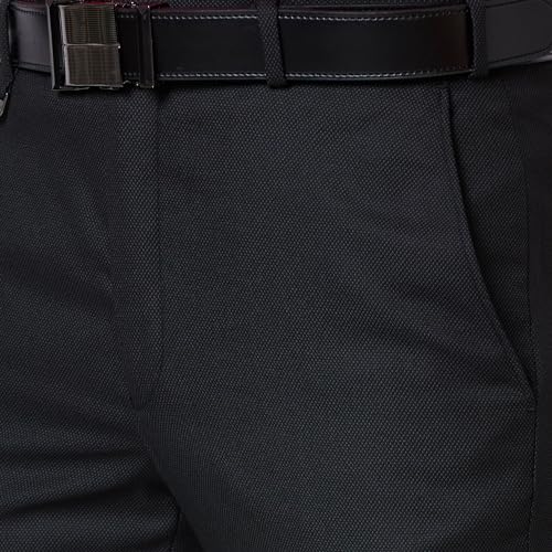 Image of Park Avenue Men Mid Rise Poly Viscose Blend Structure Pattern Super Slim Fit Flat Front Formal Trouser
