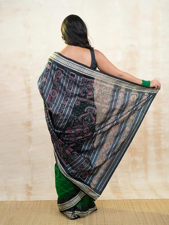 Image of Handmade Pure Bomkai Silk Saree Khandua Natural Silk Ikkat Saree For Women /Ethnic Wear /Traditonal Saree /Handloom Saree With Regular Fit Blouse Piece