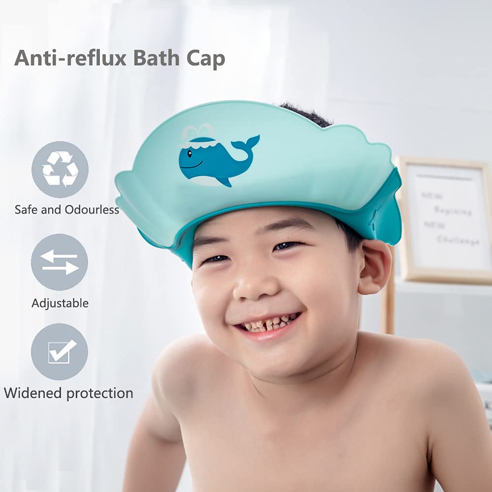 BORNINX Whale Pattern Shower Cap Bathing Cap Hat Bathing Protection for Baby Kids Infants Children Toddlers(Blue) : Baby
