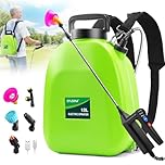 SYLSTAR 12L Battery Powered Knapsack Sprayer, Electric Garden Backpack Sprayer with 3 Adjustable Spray Power, Battery Indicator & 41" Telescopic Wand for Lawn, Garden & Patio