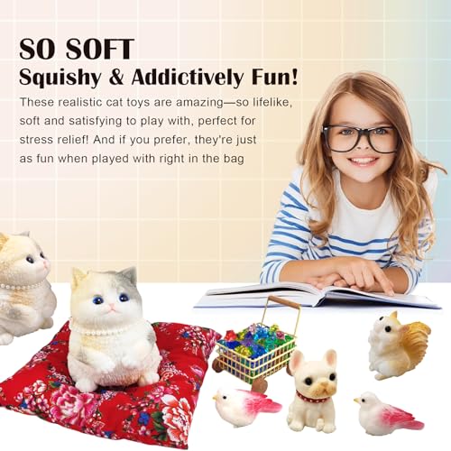 Image of Big Hand Painted Cat Squishy Toys,Large Cute Ultra Soft Kitty Squeeze Fidget Toys for Stress Relief ,Kawaii Squishies Sticky Animal Toys for Adults Kids,Decompression Sensory Balls Toys for Autism