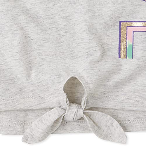 The Children's Place Girls' Active Short Sleeve Graphic Tie Front High Low Top3