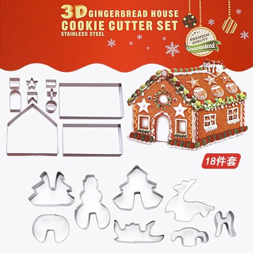 Cortadores de galletas de acero inoxidable para repostería fina y escenario navideño 3D 3