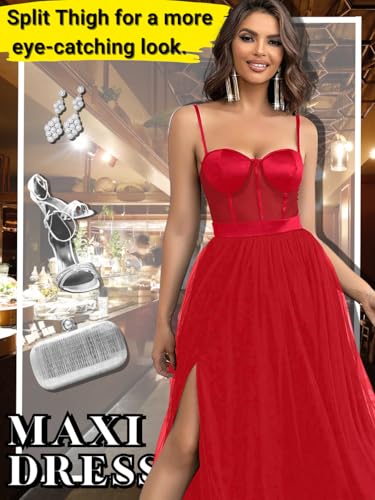 Image of ChiaoLezhee Womens Sexy Maxi Corset Dress, Cocktail Prom Wedding Guest, Bridesmaid Formal Dresses for Women, Birthday Outfits