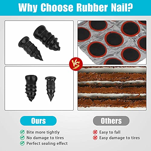 Image of 80PCS Tire Repair Rubber Nail Car Tire Repair Screw in Rubber Plug Nail Vacuum + Screwdriver Tool w /Box