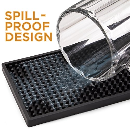 Rubber Bar Top Spill Mat (1) - 24" X 4" Heavy Duty Non-Slip Professional Bartender Accessories - Essential Business Supplies For Cocktail Drink Mixing, Industrial & Home Kitchen #TOP5