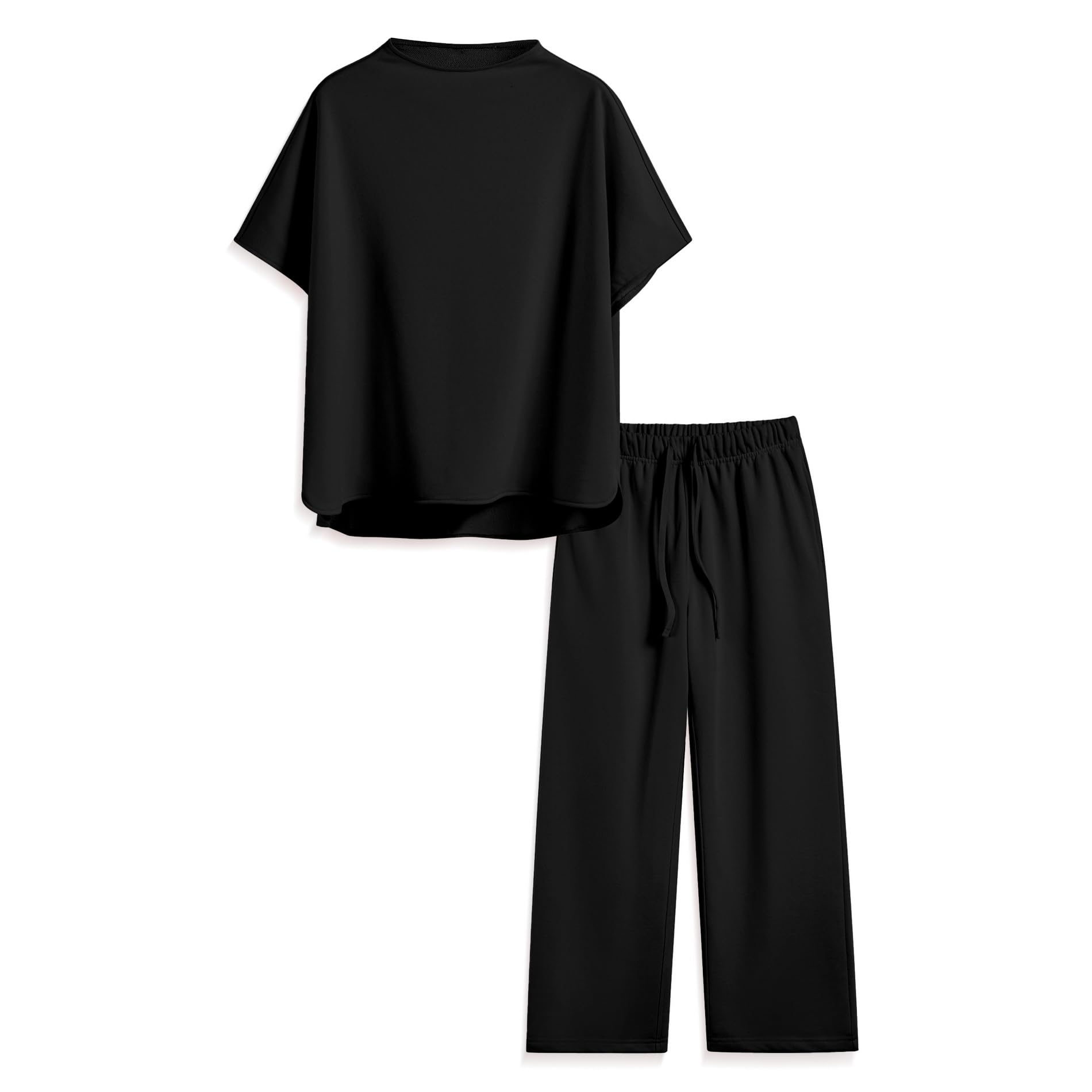 Songling 2 Piece Sets For Women Short Sleeve Pullover Tops and Wide Leg Pants Travel Lounge Matching Set With Pockets