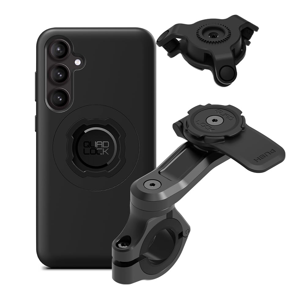 Quad Lock Motorcycle Handlebar Mount PRO Kit with Vibration Dampener and MAG Phone Case for Samsung Galaxy S23 FE