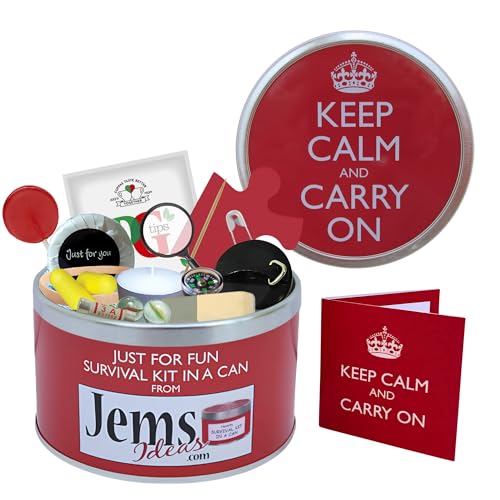 Keep Calm & Carry On Survival Kit In A Can. Humorous Novelty Fun Gift - Present & Card All In One. Birthday/Christmas/Retirement/Boss/Work Colleague/Good Luck/Leaving/Mum To Be/Dad To Be/New Baby/New Parents/Father's Day/Mother's Day/Valentine's Day/Graduation/New Home/Engagement/Wedding/New Job/Best Man/Bridesmaid/Anniversary. by Survival Kit In A Can Keep Calm & Carry On Survival Kit In A Can. Humorous Novelty Fun Gift - Present & Card All In One. Birthday/Christmas/Retirement/Boss/Work Colleague/Good Luck/Leaving/Mum To Be/Dad To Be/New Baby/New Parents/Father's Day/Mother's Day/Valentine's Day/Graduation/New Home/Engagement/Wedding/New Job/Best Man/Bridesmaid/Anniversary. by Survival Kit In A Can