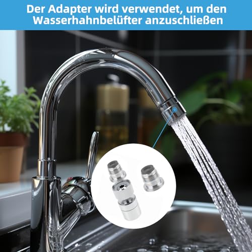 Hibbent M16.5-M22 Messing Wasserhahn Belüfter Anschluss, Außengewinde Bad Wasserhahn Adapter für Spüle Wasserreiniger Adapter Belüfter