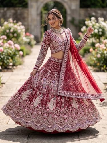 Image of Lehenga choli For Womens and Girls Soft Butterfly Net Lehenga Choli with Coding Sequins Work Dupatta | Semi Stitched Designer Ethnic Set