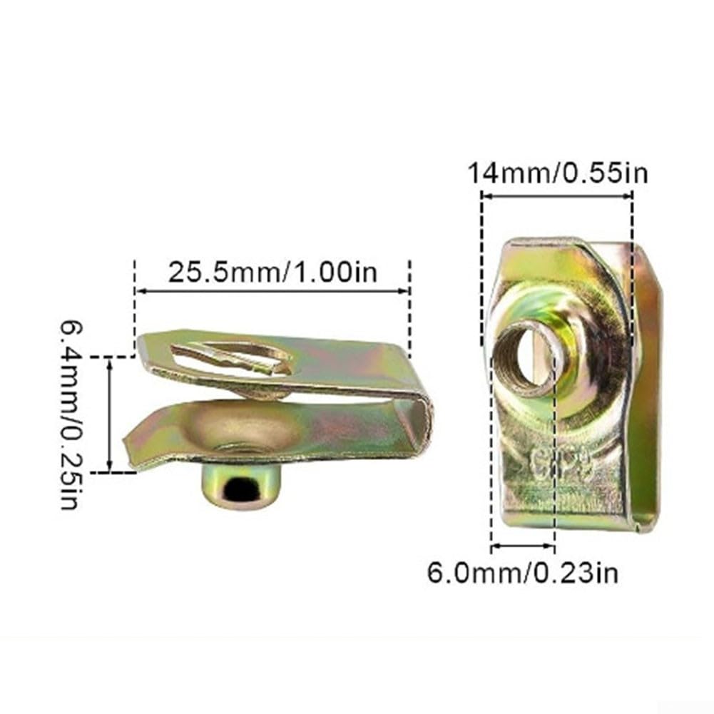 Set di dadi a U per auto M5 M6 M8 con struttura in acciaio inossidabile e finitura zincata per applicazioni di fissaggio sul cruscotto (dado a clip 20U + 20 viti)