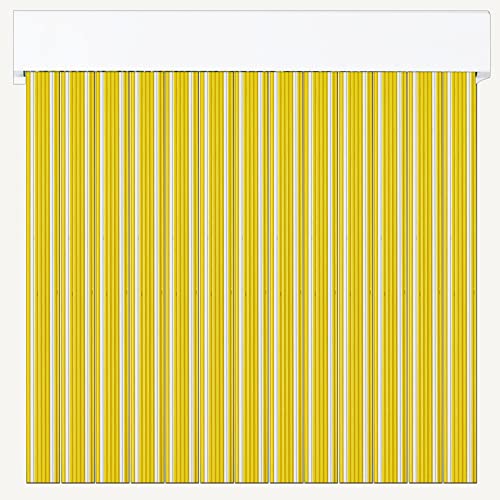 Cortinas Esterno Porta Centauri | Materiale plastico PVC e barra in alluminio | Ideale per terrazza e veranda | Antimosche | Giallo | 210 x 90