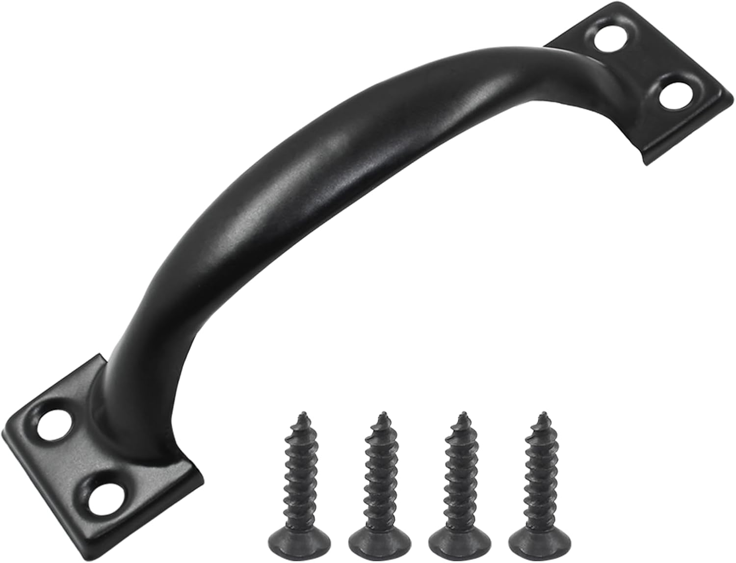 Piutouyar 4-Pack Vintage Black Metal Pull Handles for Barn Doors, Cabinets, Drawers - 4 Inch Cabinet Pulls with Screws