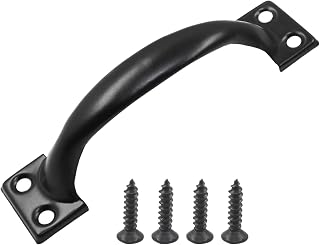 Piutouyar 4-Pack Vintage Black Metal Pull Handles for Barn Doors, Cabinets, Drawers - 4 Inch Cabinet Pulls with Screws