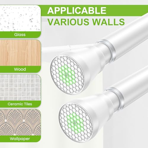 Image of 2Pack Shower Curtain Rod 45 to 77 Inches White Shower Rod Tension Curtain Rod No Drilling Adjustable Curtain Rod Spring Tension Rod Shower Rods for Bathroom,Windows,Kitchen