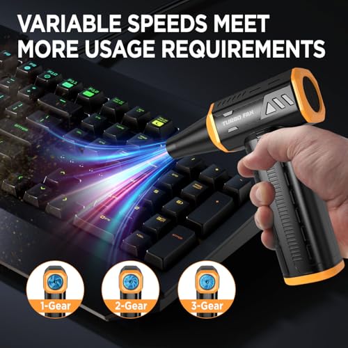 Compressed-air-Duster-Mini-Jet-Blower-Keyboard Cleaner-air Blower 300000 RPM -10000mAH-Replace can of air-car air dusters-Electric pc Duster-Turbo Fan-Cordless Cleaning Kits (Orange) - Thumbnail 3