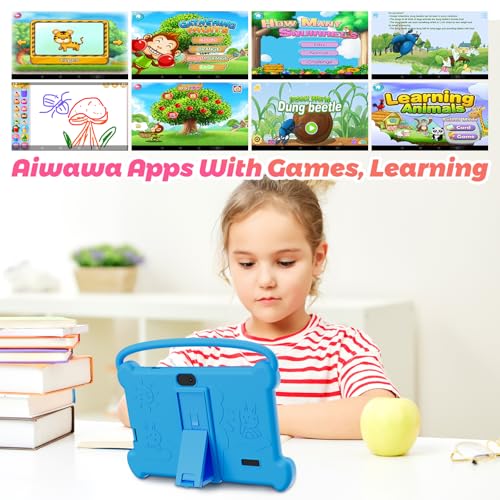Image of DIGITHINK Kids Tablet 7 inch 3-9 with Protective Case, 4GB RAM 32GB ROM, Toddler Tablets, Andriod Educational Learning Device,Prarent Control, Netflix,YouTube,aiwawa apps (Blue)