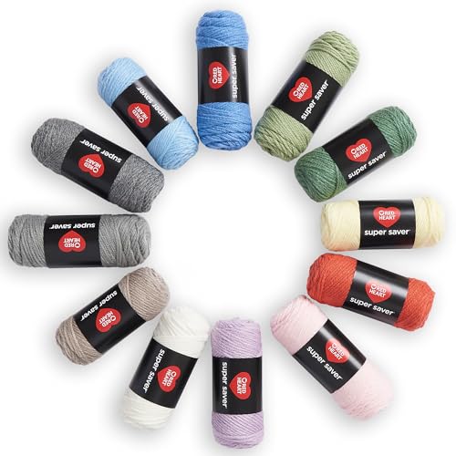 Red Heart Super Saver Yarn Super Craft Kit Pastels, With 12 Pack Of 50G/1.7 Oz. 4 Medium Worsted Yarn For Knitting &Amp; Crocheting, 12 Colors, Perfect For Chunky Sweaters, Blankets, Amigurumi