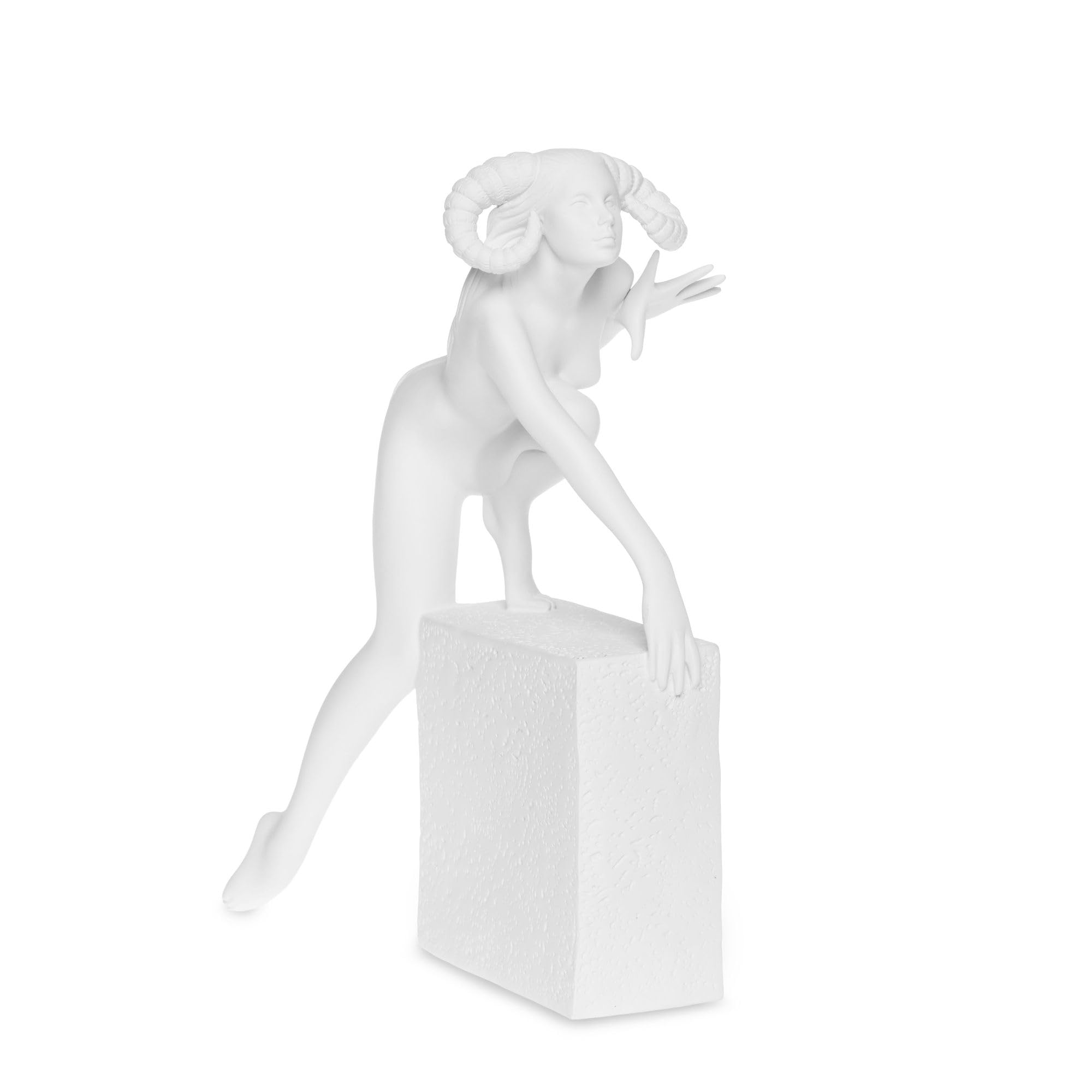 Figura Statuetta Zodiaco Ariete 25cm Bianco Poliresina