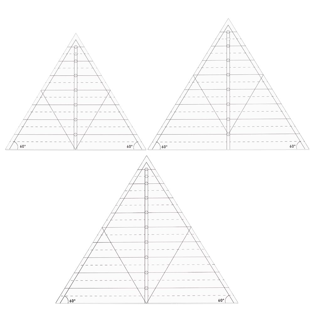 BENECREAT 3Pcs 60 Degree Triangle Ruler for Quilting, 8/9/ 10inch Triangle Quilting Template Acrylic Clear Quilting Rulers for Sewing Patchwork Cutting Pattern DIY Craft