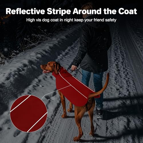 Warme Hundemäntel, wasserdichte Reflektierende Hundejacke, Winddichter Wintermantel mit Hohem Kragen Weichem Fleecefutter, Verstellbare Passform Hunde Hundemantel Für mittelgroße bis große Rassen