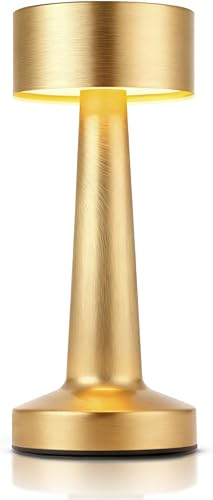 Lámpara de mesa LED portátil, lámpara de escritorio de metal de brillo de 3 niveles, lámpara recargable de control táctil de 3 colores, lámpara de