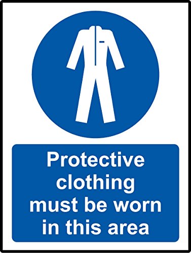 Mandatory signs protective clothing must be worn in the area Safety sign - 1.2mm Rigid plastic 300mm x 200mm
