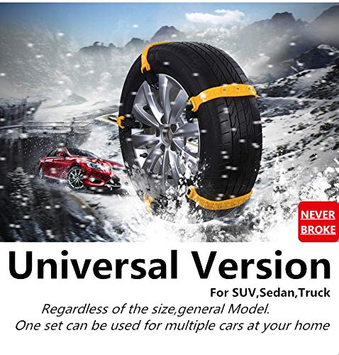 Anti Slip Snow Chains For Suv Car Adjustable Universal Emergency Thickening Anti Skid Tire Chain,Winter Driving Security Chains,Traction Mud Chains For Tire Width 7.2-11.6",10 Pcs (Yellow) #TOP4