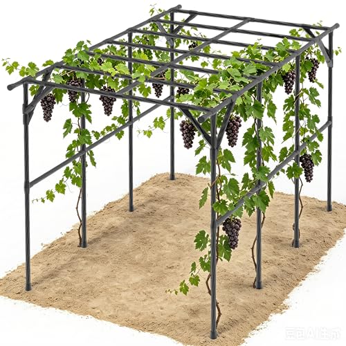 RUCOIN Grape Vine Trellis - Size: 134.7 * 78.7 * 86.6 inches, 25MM Thickened Trellis for Climbing Plants Outdoor, Garden Trellis for Melons, Cucumbers, Pumpkins（Max Leg spacing 119"）