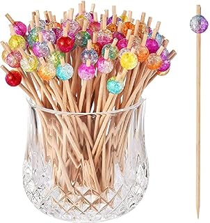 ALINK 100-Pack Cocktail Sticks, Colorful Wooden Toothpicks Cocktail Picks for Party Appetizers - 4.72 inch