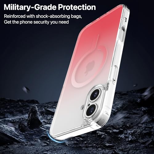 Image of eller sante Maven Magpro Back Cover Case for iPhone 16 Plus Scratch Resistant Camera Screen Protector TPU Shockproof 10ft Drop Protection Support Mag-Safe Wireless Charging- Light Pink