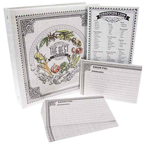 C.R. Gibson Recipe Book with Pocket Pages and Magnetic Shopping List Kitchen Set
