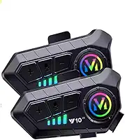 Intercomunicador para Capacete Y10, Preto, Com Bluetooth, 2 Unidades, Microfone Embutido, Controle de Som, para Motociclistas