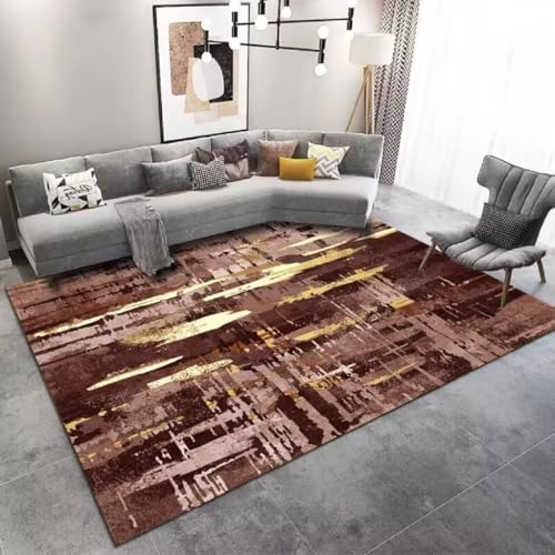 Tapis d'éveil pour bébé abstrait géométrique brun lavable 180x250cm - 2
