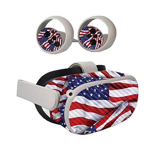 MightySkins Carbon Fiber Skin Compatible with Oculus Quest 2 - Patriot | Protective, Durable Textured Carbon Fiber Finish | Easy to Apply, Remove, and Change Styles | Made in The USA