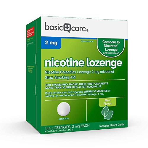 Basic Care Nicotine Polacrilex Lozenge, 2 mg (nicotine), Stop Smoking Aid, Mint Flavor, 144 Count - Thumbnail 3