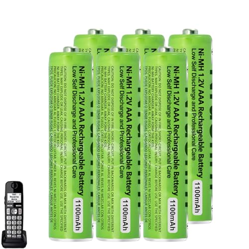Piles Rechargeables AAA pour Gigaset Panosonic téléphone sans Fil, 1,2v Ni-MH Pile AAA 1100mah Haute Capacité Batteries Rechargeables - Lot de 6